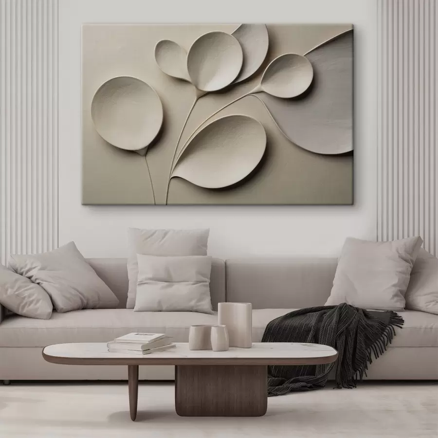 Fototapete Eine räumlich-minimalistische Komposition in einer hellbeigen Farbpalette s50015