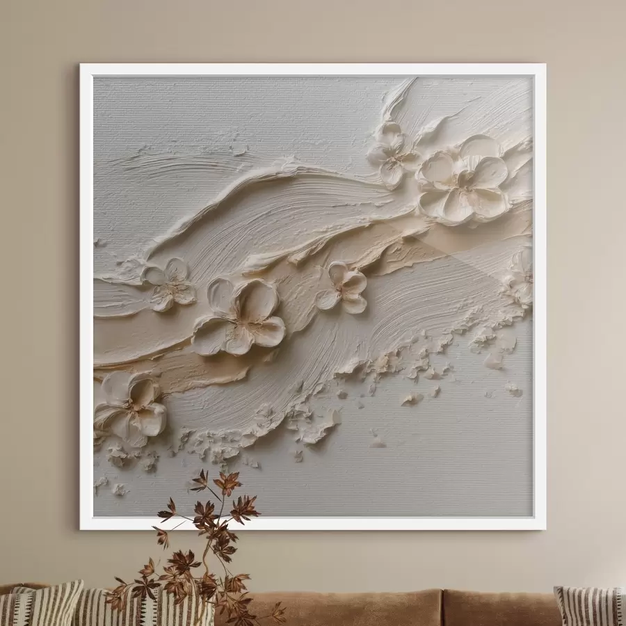 Fototapete Eine dekorative botanische Szene mit ausgeprägtem Relief im Stil der zeitgenössischen Malerei f50003
