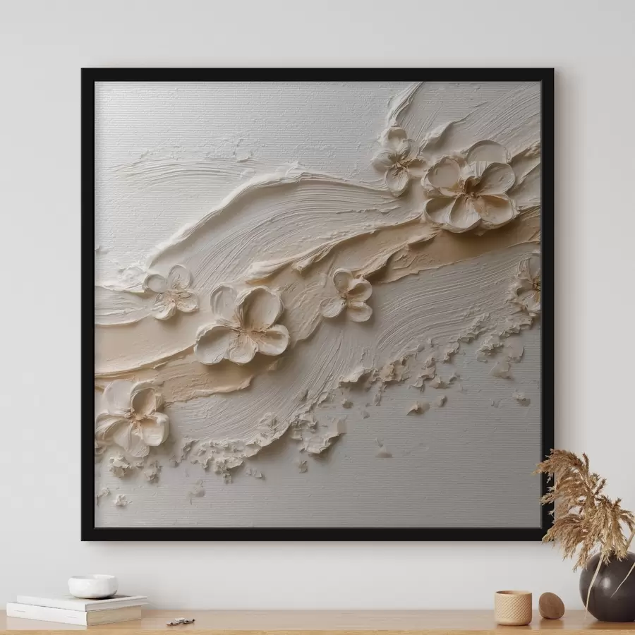 Fototapete Eine dekorative botanische Szene mit ausgeprägtem Relief im Stil der zeitgenössischen Malerei f50003