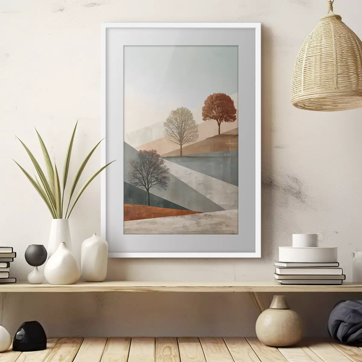 Poster Abstrakte Landschaft mit Bäumen f50570
