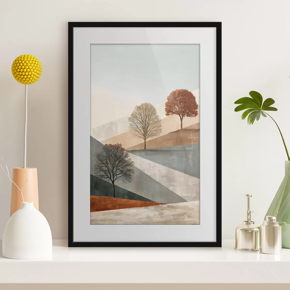 Poster Abstrakte Landschaft mit Bäumen f50570