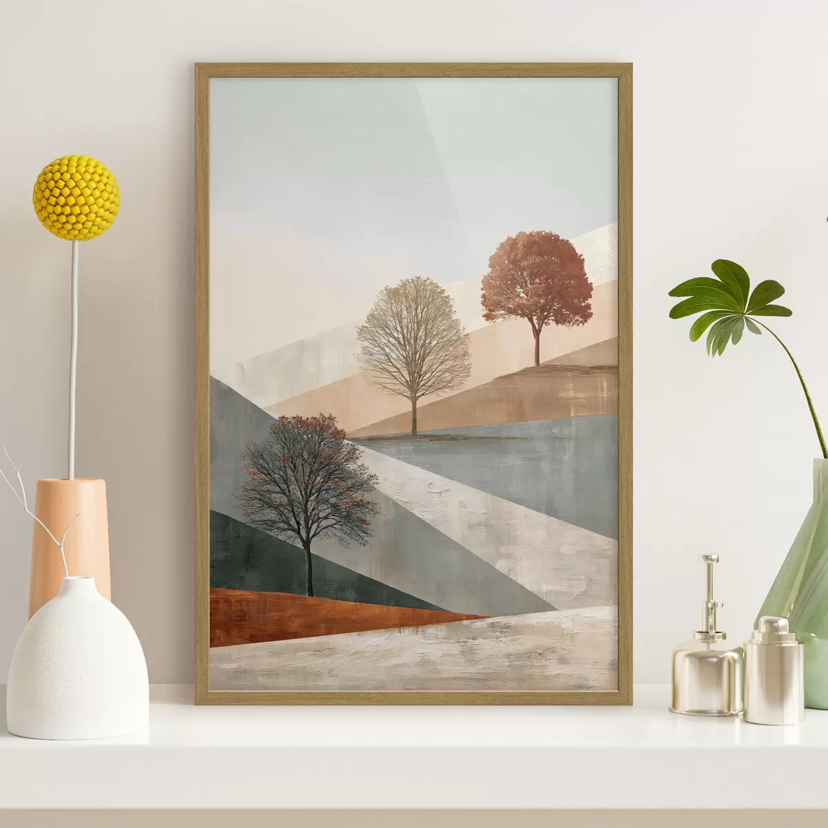 Poster Abstrakte Landschaft mit Bäumen f50570