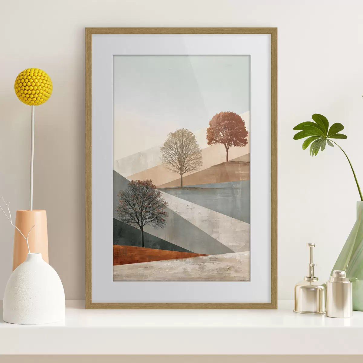 Poster Abstrakte Landschaft mit Bäumen f50570