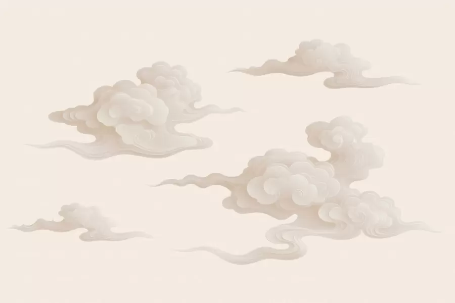 Fototapete Minimalistische orientalische Wolken in Beige- und Cremetönen w10036