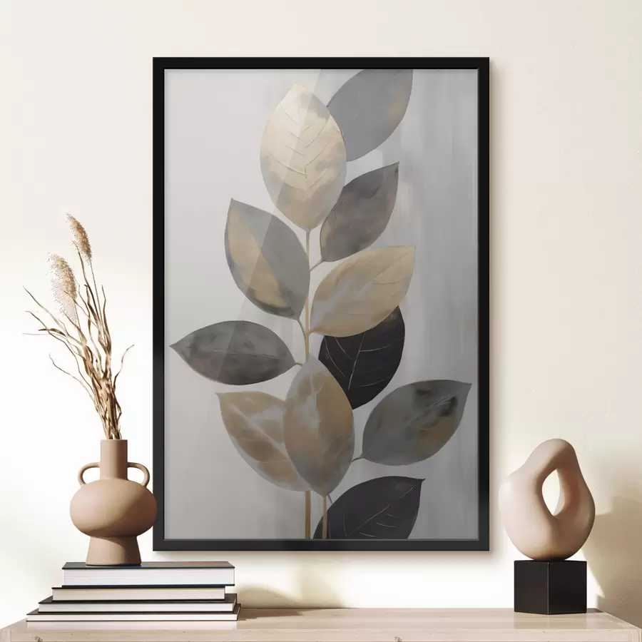 Fototapete Dekorativer Zweig mit Blättern, Malerei-Imitation f50777