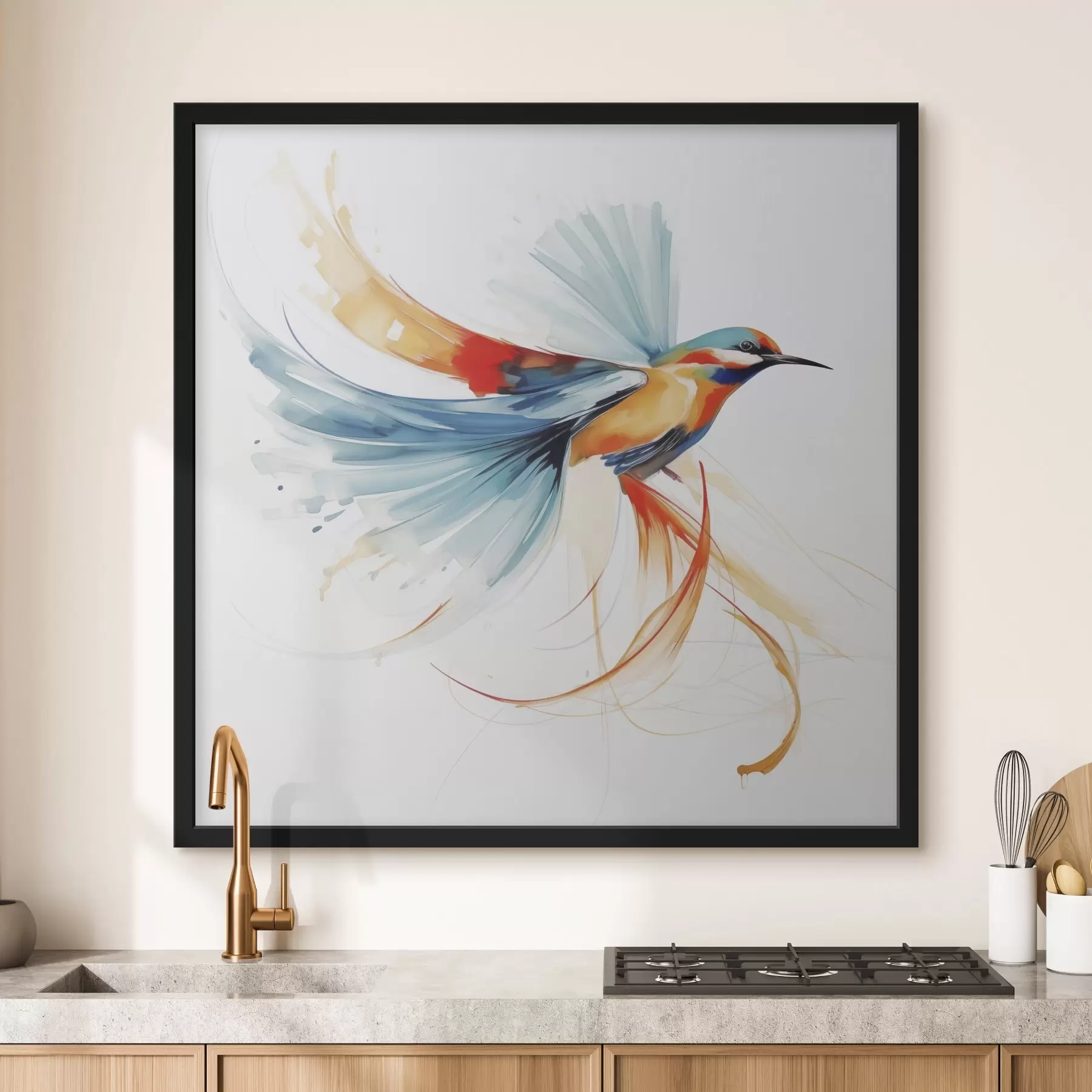 Fototapete Abstrakter Vogel, Nachbildung eines Gemäldes f50783