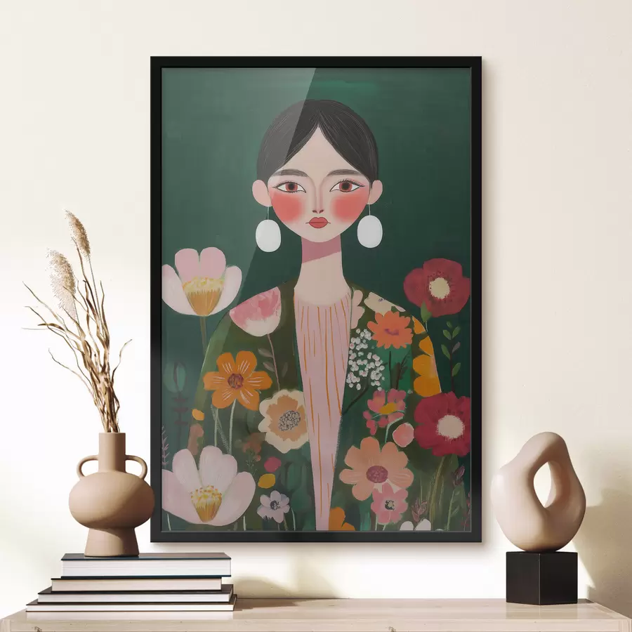 Fototapete Mädchen inmitten von Blumen f50814