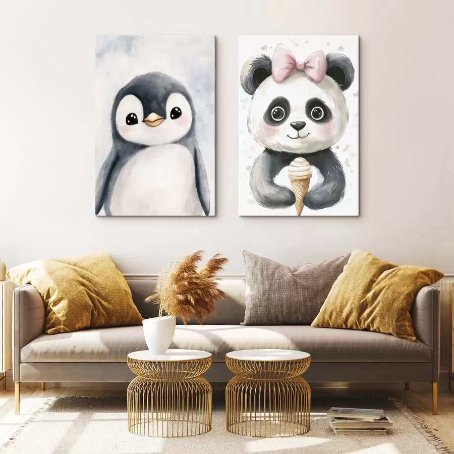 Fototapete Pinguin und Panda mit Eis m31014