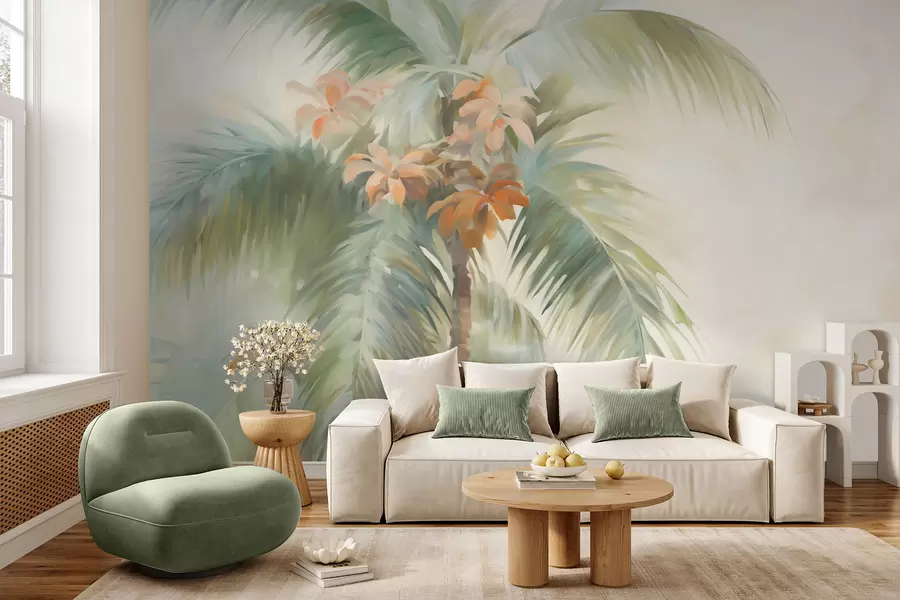 Fototapete Abstrakte Palme, Imitationsgemälde w05876