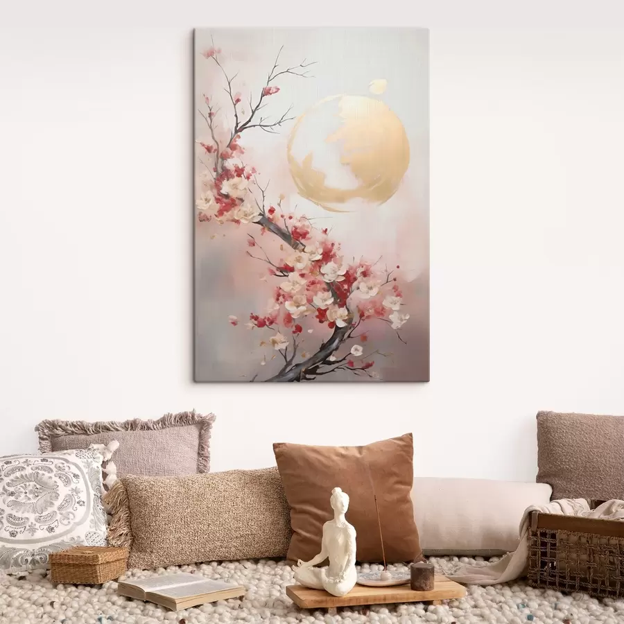 Fototapete Abstrakte Blumen an einem Baum, Imitationsgemälde s50844