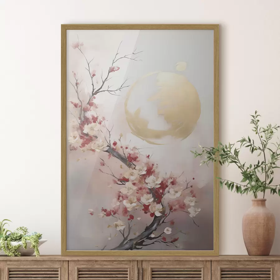 Fototapete Abstrakte Blumen an einem Baum, Imitationsgemälde f50844