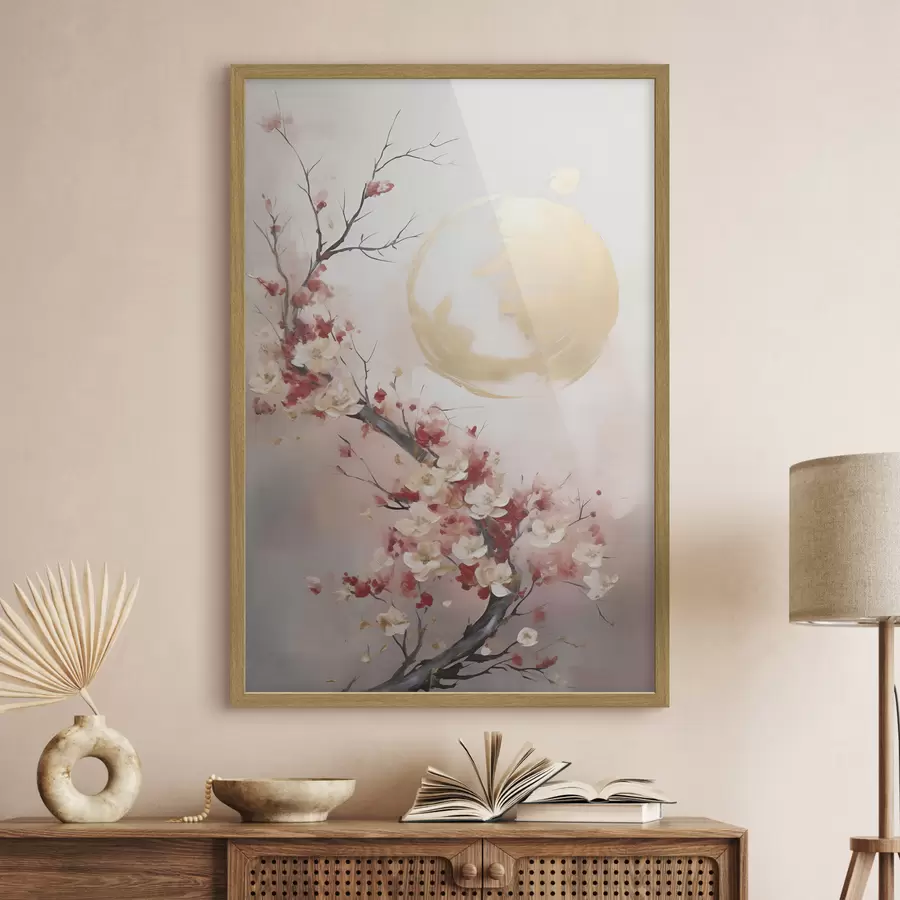 Fototapete Abstrakte Blumen an einem Baum, Imitationsgemälde f50844
