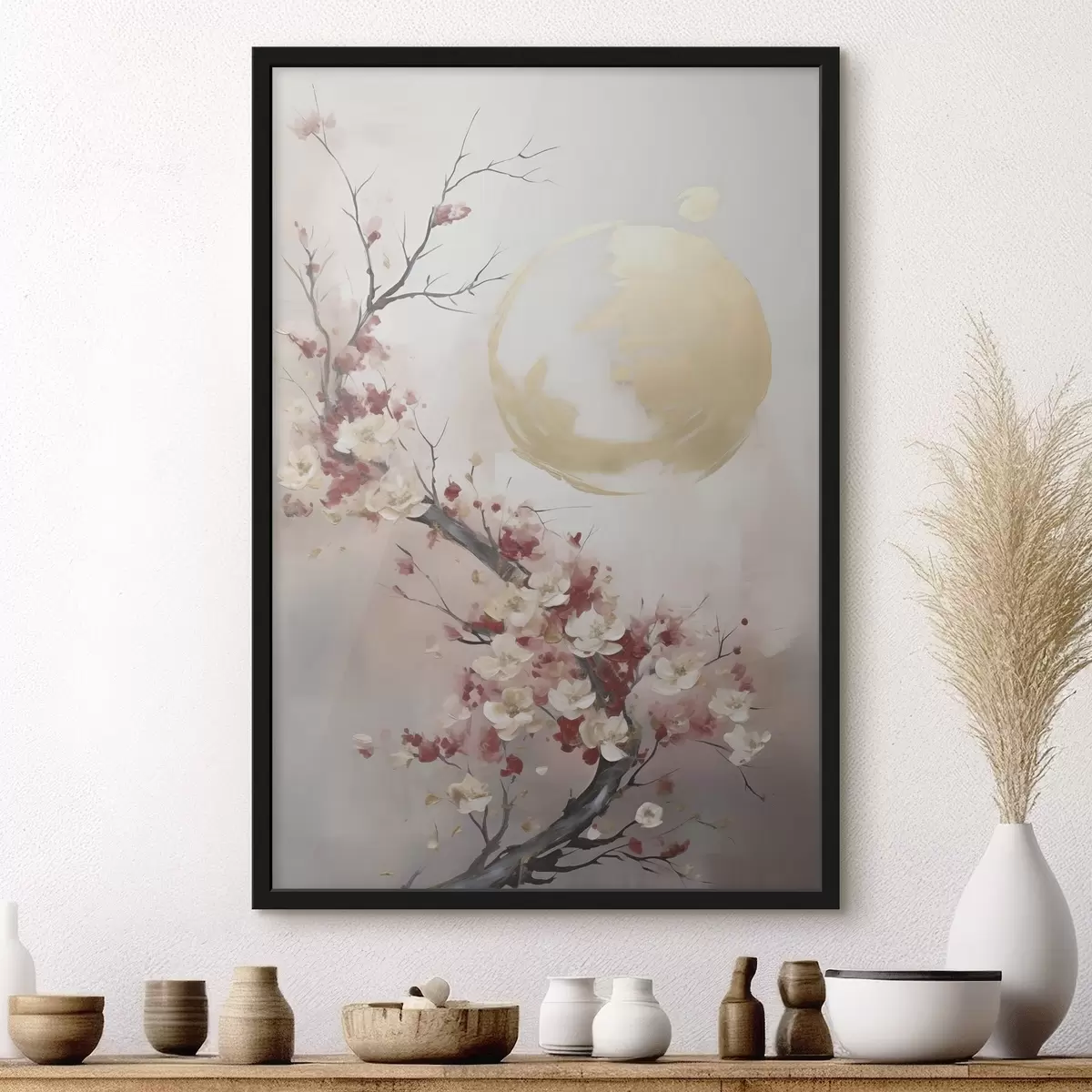 Poster Abstrakte Blumen an einem Baum, Imitationsgemälde f50844