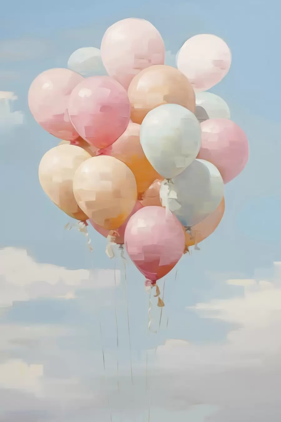 Fototapete Luftballons, Imitationsgemälde f50854