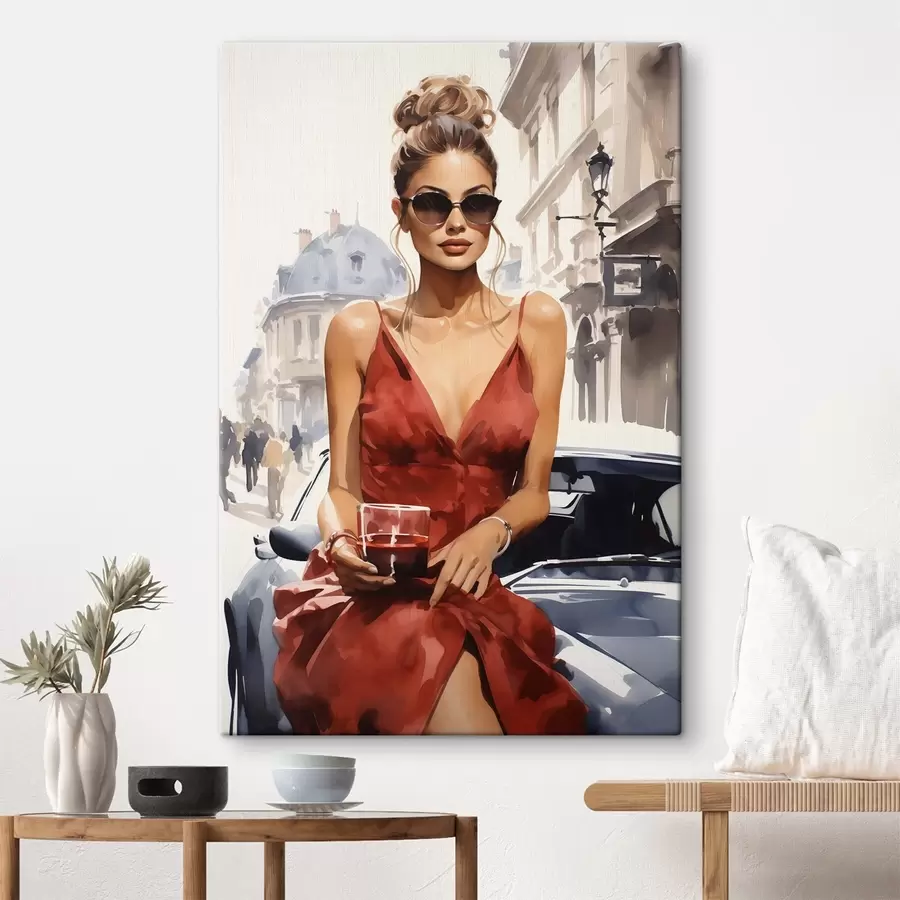 Fototapete „Woman in Red“ von Convertible s50745