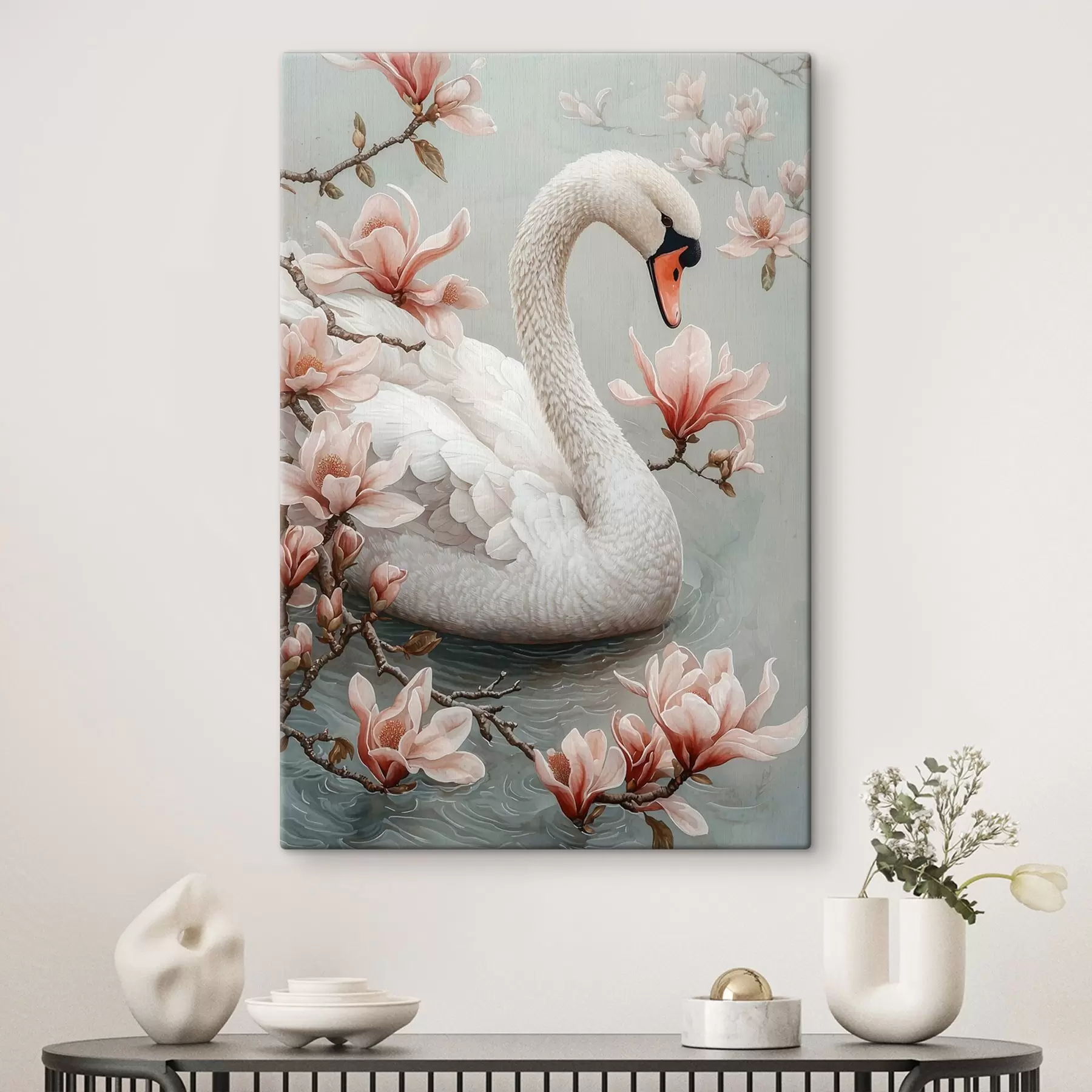 Fototapete Schneewittchen-Anmut am Wasser s50754