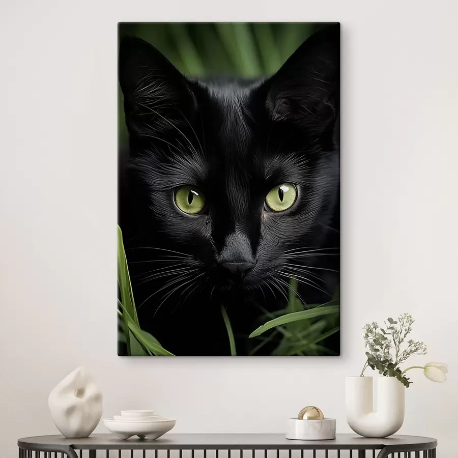 Fototapete Der Blick der schwarzen Katze in den Tropen s50761