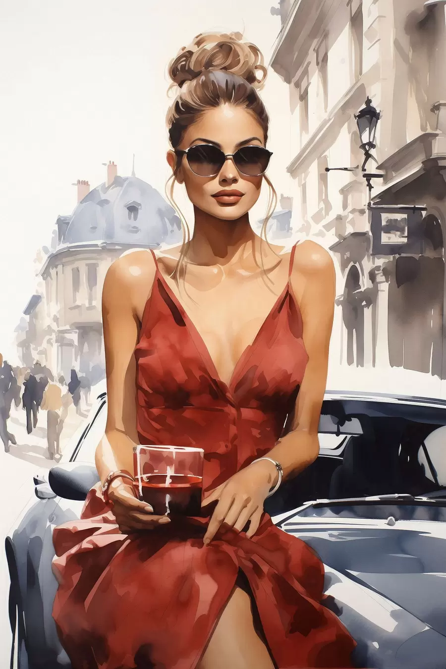 Fototapete „Woman in Red“ von Convertible f50745