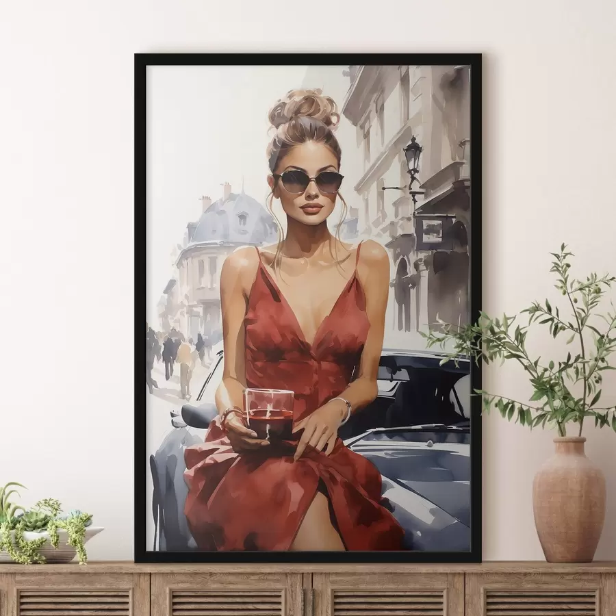 Fototapete „Woman in Red“ von Convertible f50745
