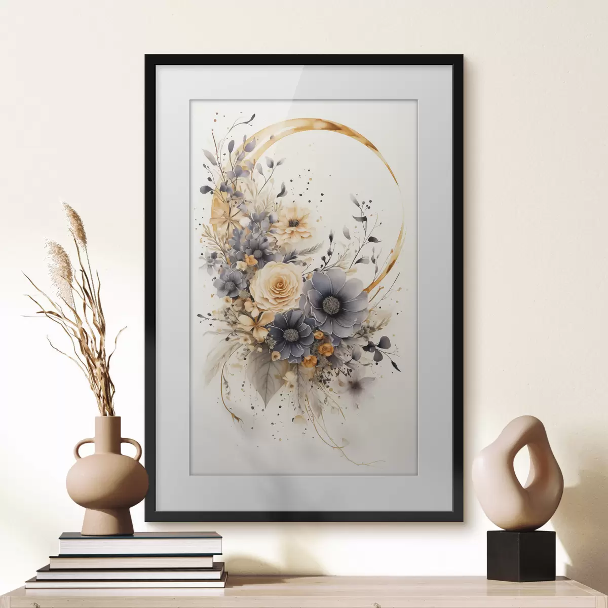 Poster Blumenkranz auf hellem Hintergrund f50756