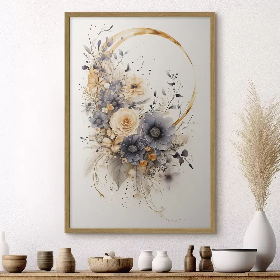 Fototapete Blumenkranz auf hellem Hintergrund f50756