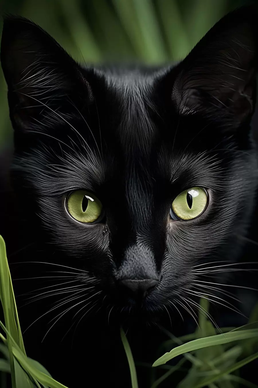 Fototapete Der Blick der schwarzen Katze in den Tropen f50761