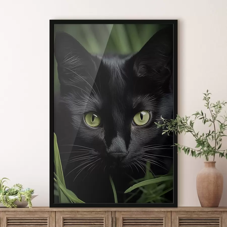 Fototapete Der Blick der schwarzen Katze in den Tropen f50761