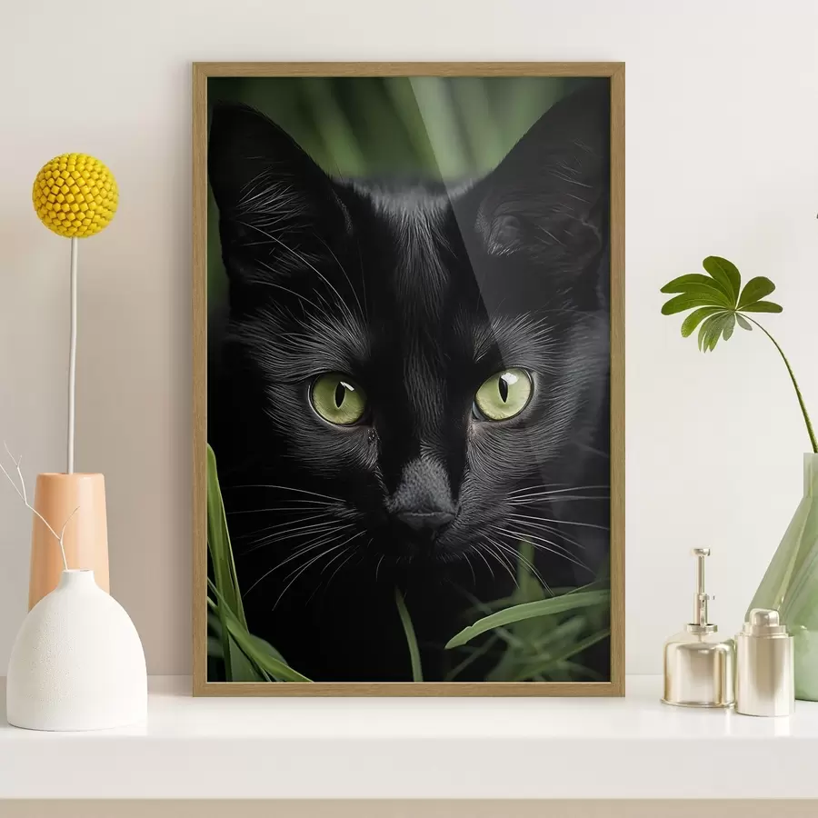 Fototapete Der Blick der schwarzen Katze in den Tropen f50761