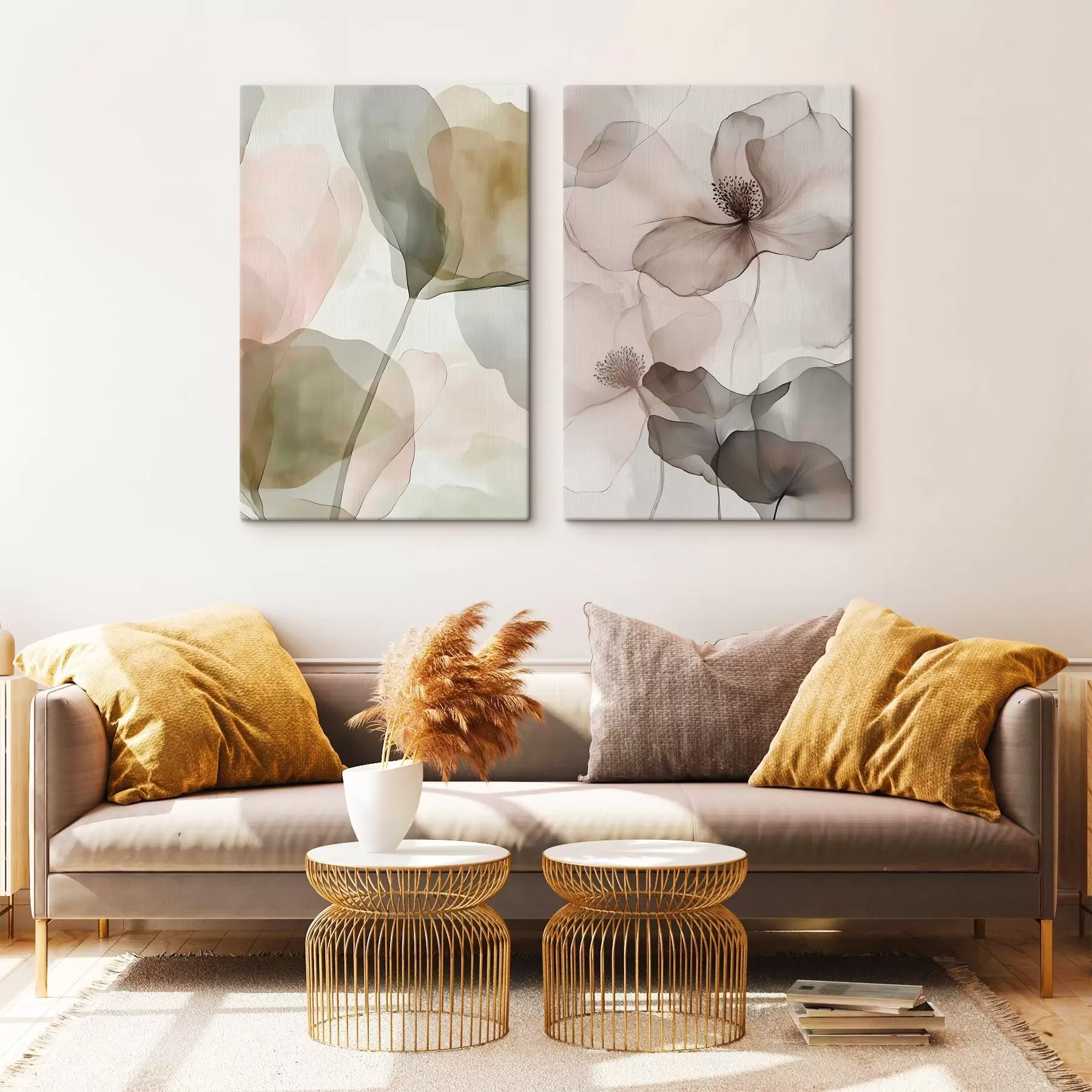 Fototapete Zarte Pastellfarben mit botanischen Motiven m31003