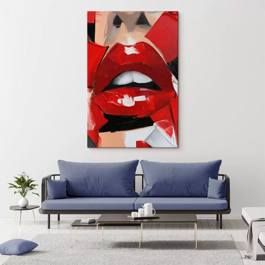 Fototapete Rote Lippen, roter Lippenstift s50897