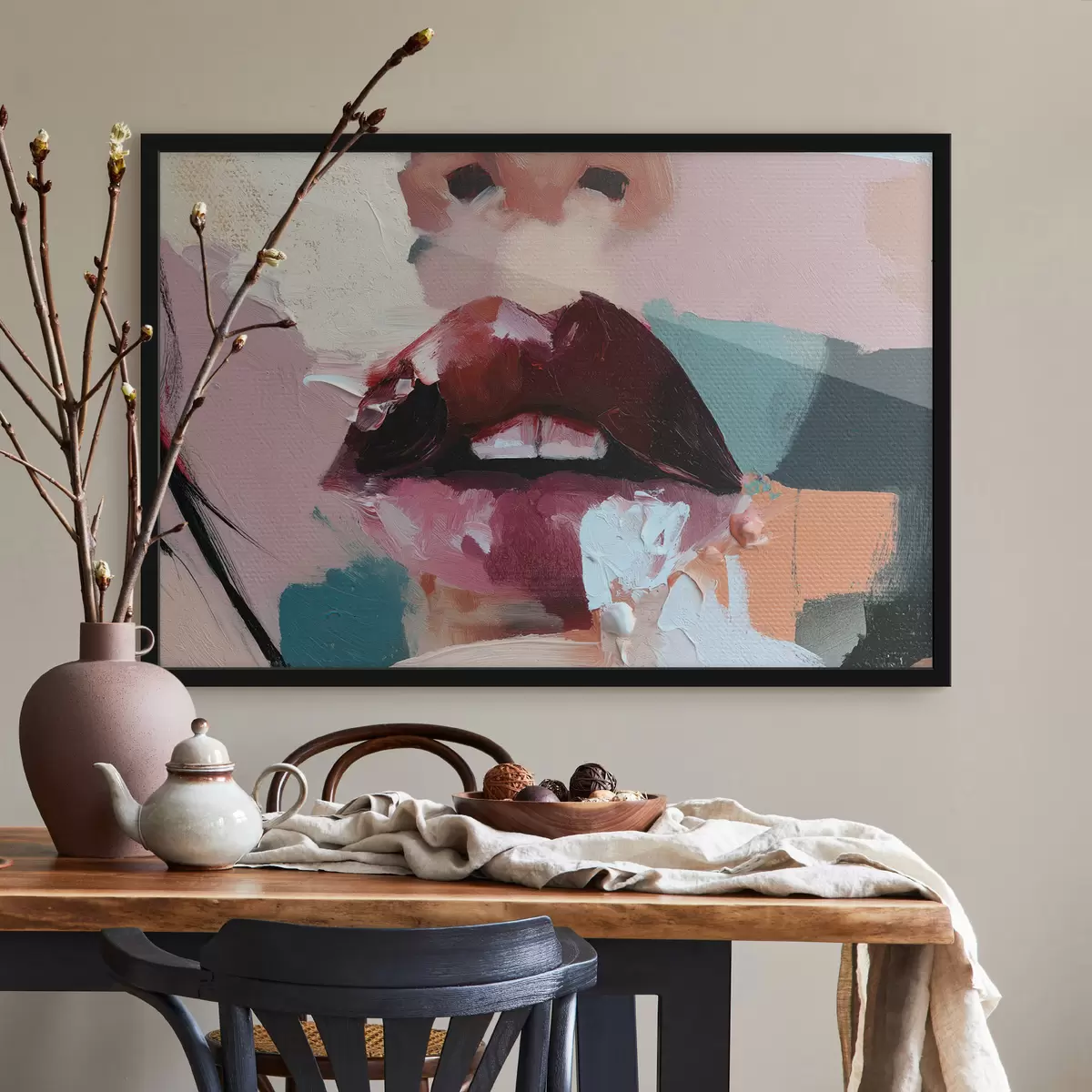 Poster Lippen mit Lippenstift f50896