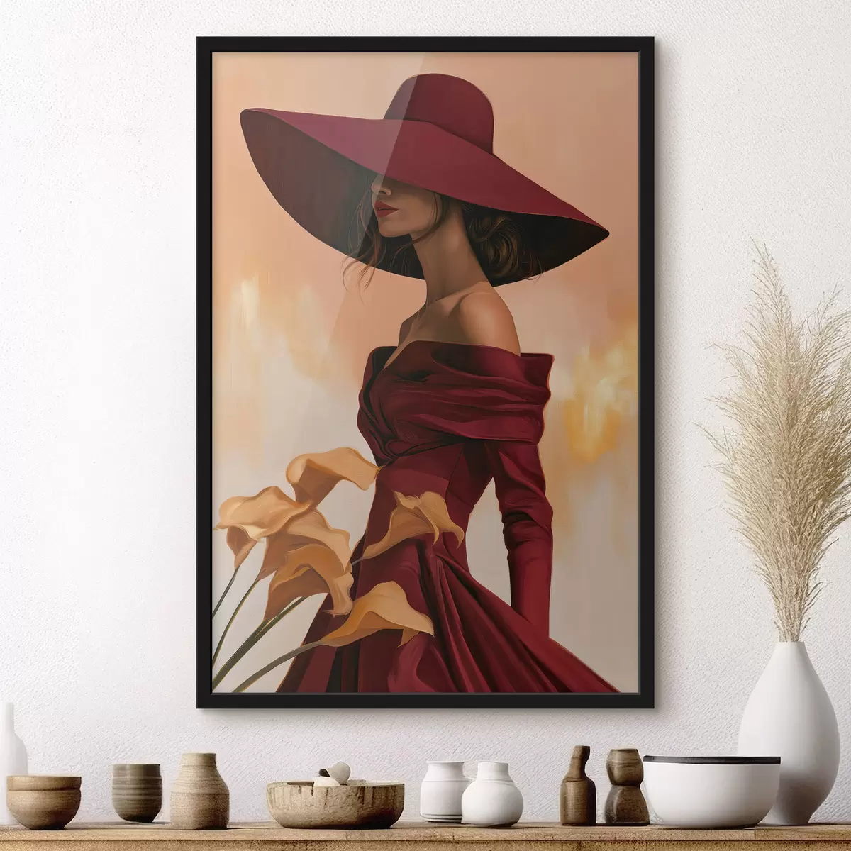 Poster Frau mit Hut f50903