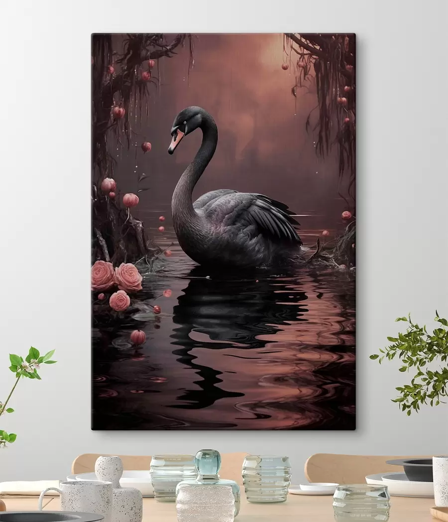Fototapete Schwarzer Schwan auf der Seeoberfläche s50917