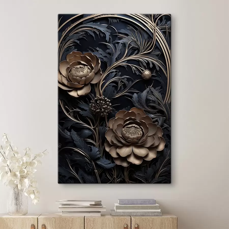 Fototapete Reliefverzierung aus Bronze mit Blumen s50918