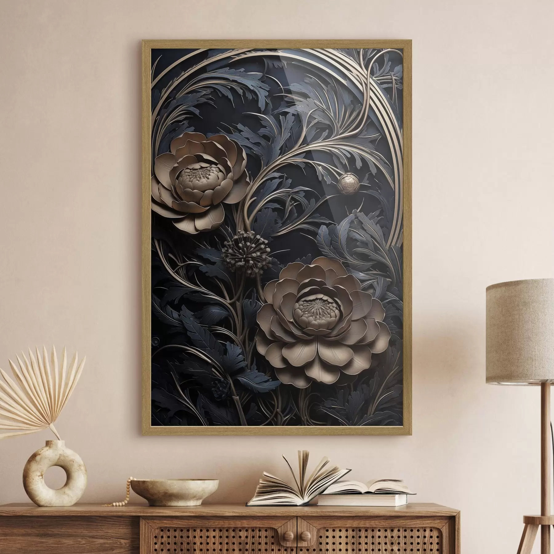 Fototapete Reliefverzierung aus Bronze mit Blumen f50918