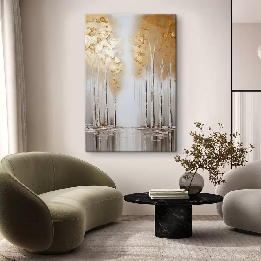 Fototapete Strukturierte Bäume mit abstraktem Laub, moderne Kunst s50953