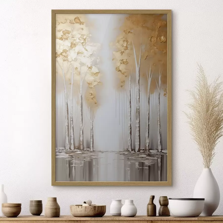 Fototapete Strukturierte Bäume mit abstraktem Laub, moderne Kunst f50953