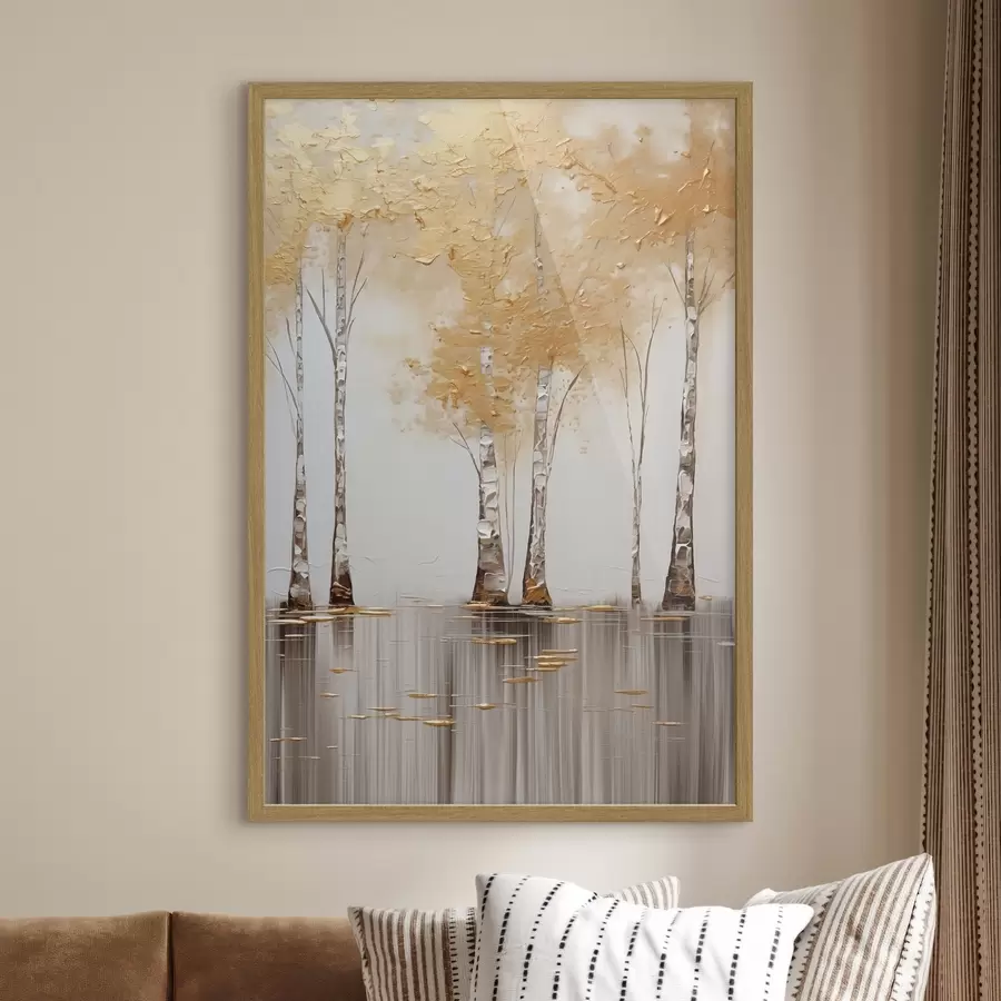 Fototapete Strukturierte Bäume mit abstraktem Laub, moderne Kunst f50954