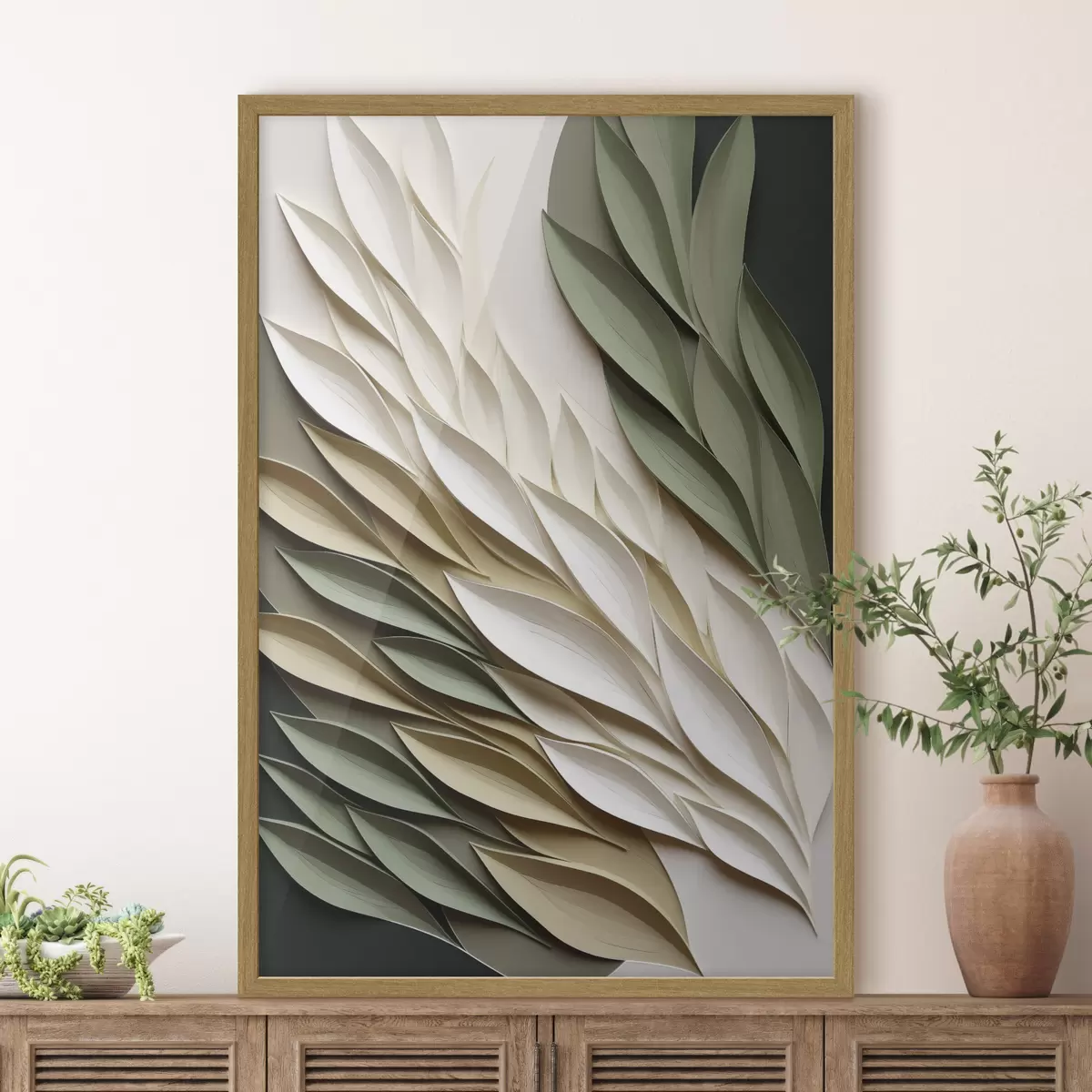 Poster Flügel aus grünen Blättern f50976