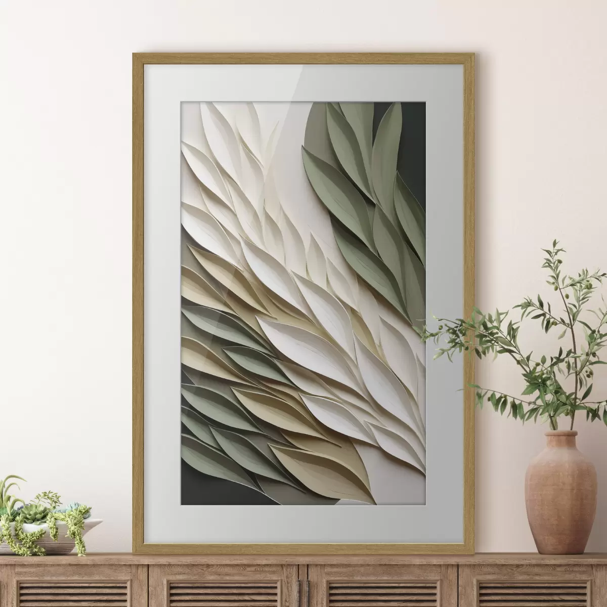Poster Flügel aus grünen Blättern f50976