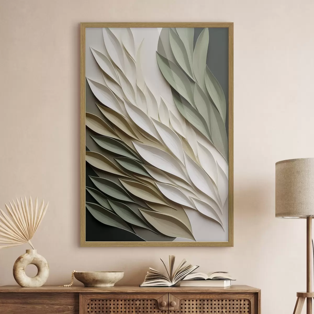 Poster Flügel aus grünen Blättern f50976