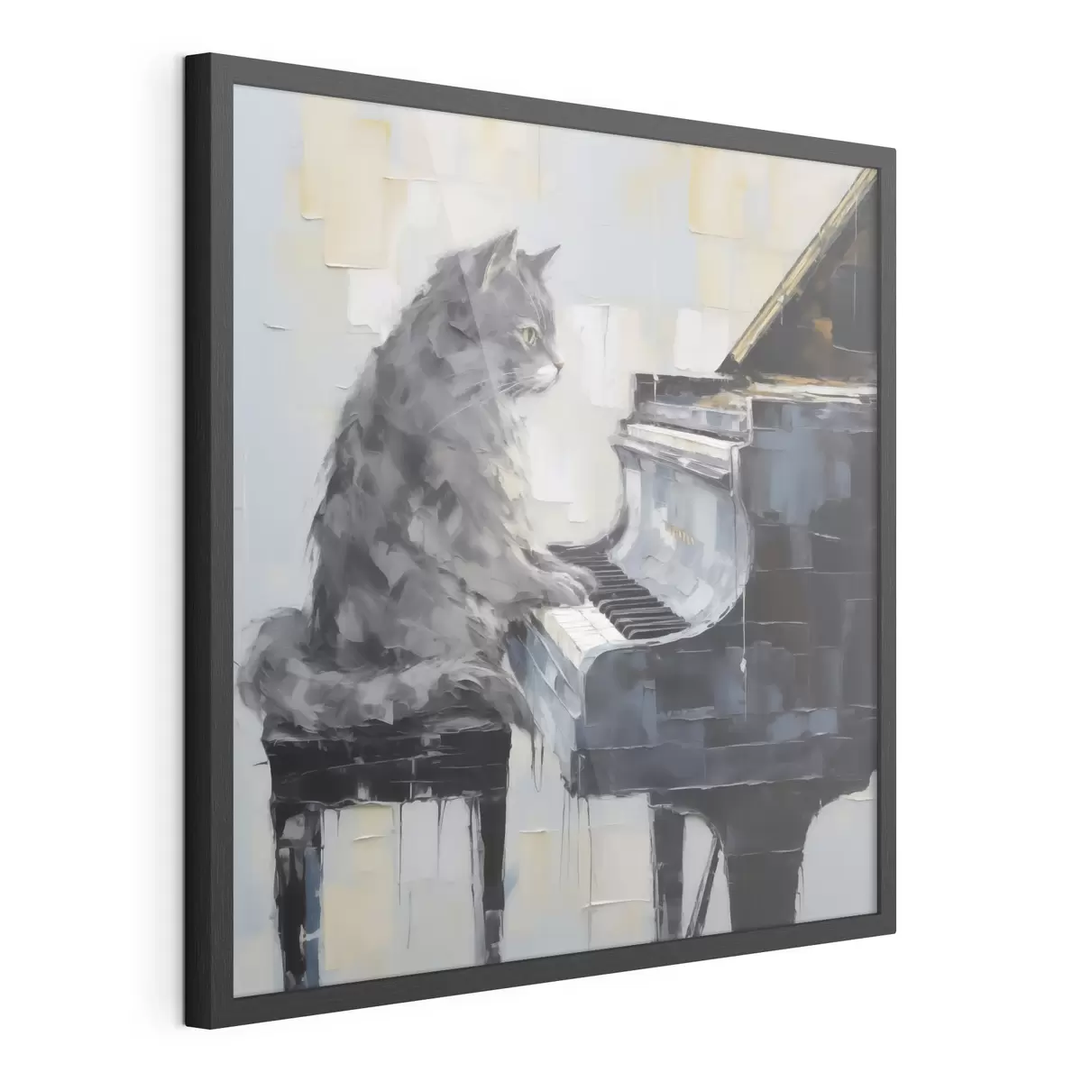 Poster Katze, die auf dem Flügel spielt, im Stil eines Gemäldes f50989