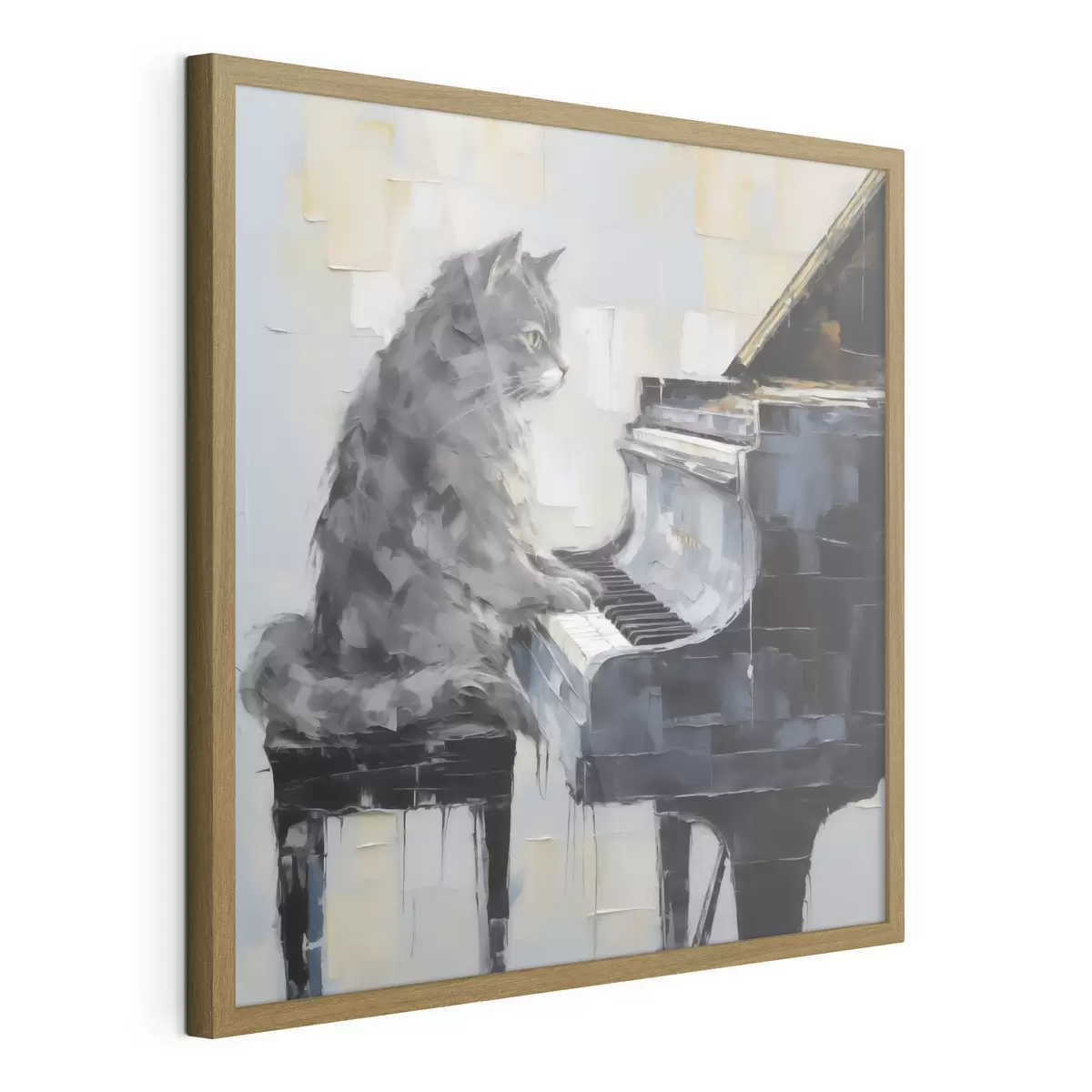 Poster Katze, die auf dem Flügel spielt, im Stil eines Gemäldes f50989