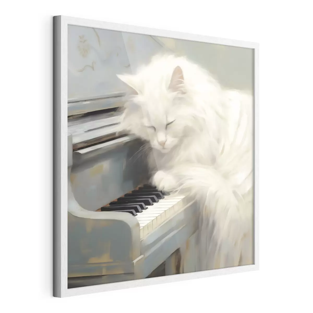 Poster Katze, die auf Klaviertasten schläft, Gemäldeimitation f50990