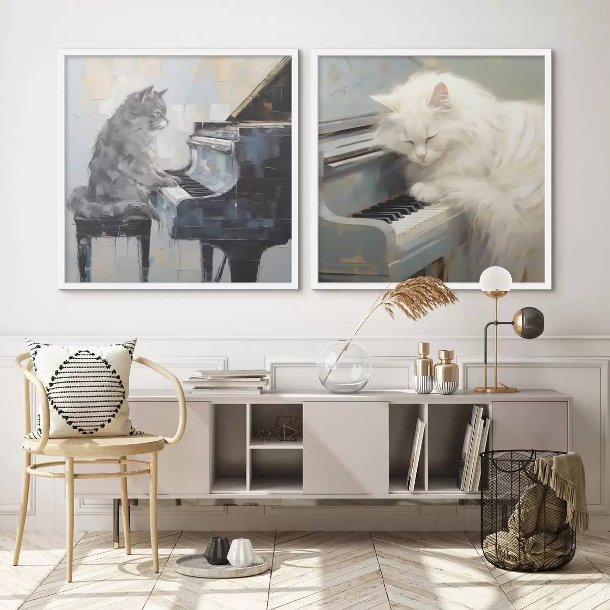 Poster Katze und Klavier, Imitationsgemälde d31064
