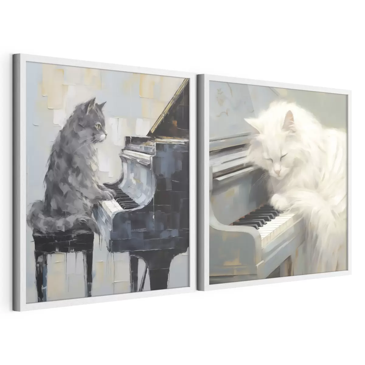 Poster Katze und Klavier, Imitationsgemälde d31064
