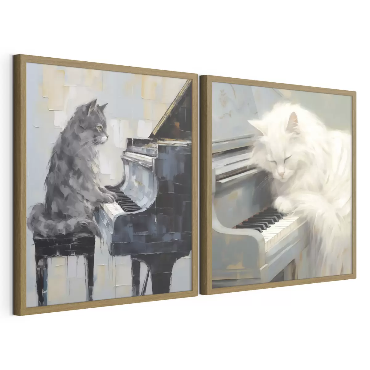Poster Katze und Klavier, Imitationsgemälde d31064