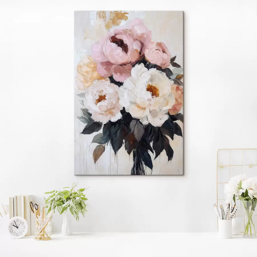 Fototapete Strauß aus rosa und weißen Pfingstrosen s51008