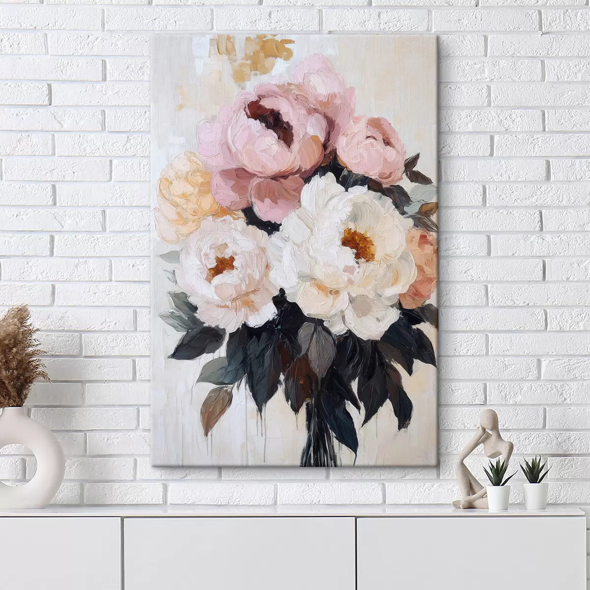 Fototapete Strauß aus rosa und weißen Pfingstrosen s51008
