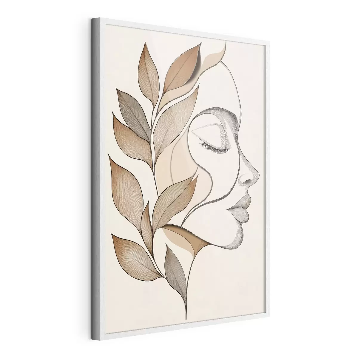 Poster Profil einer Frau mit Blättern f50997